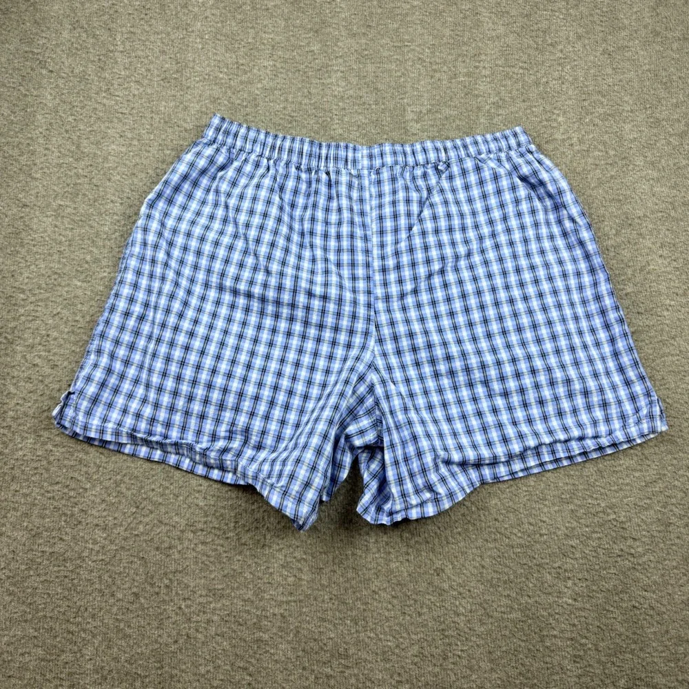 Jockey Men's Blue Plaid Cotton Boxer Shorts Large 36-38 Elastic Waist‎ Underwear